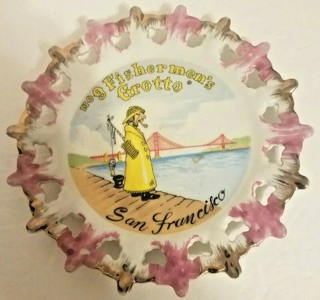 Vintage #9 Fishermen's Grotto San Francisco 8"  Ceramic Plate Art Deco