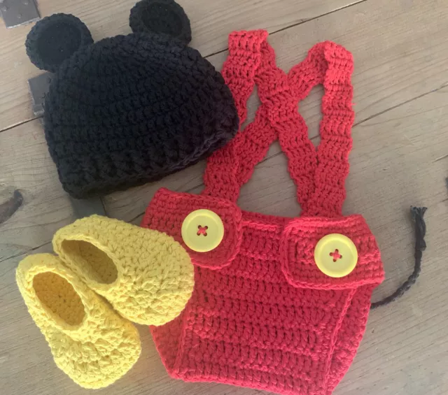 Disfraz Crochet Conjunto Bebe Recién Nacido Atrezo Cubrepañal Ropa