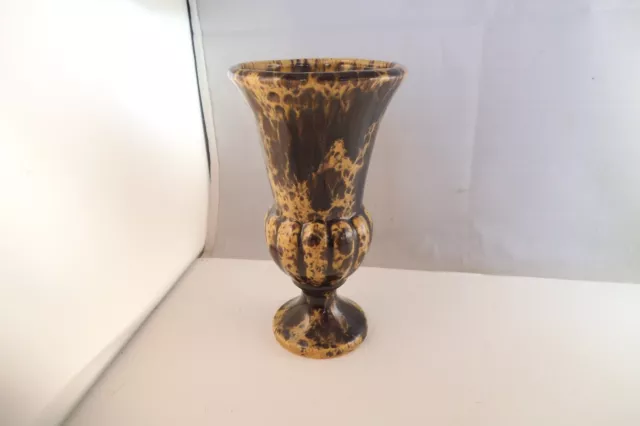 Studio Art Pottery Tan Black Speckled Bud Vase Urn Cathy Ann