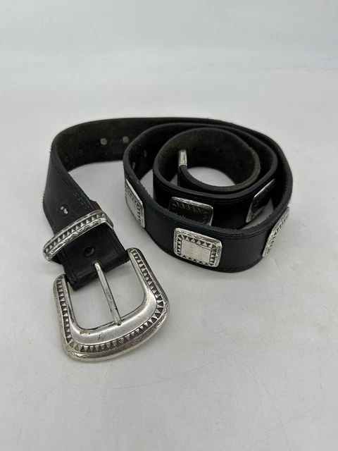 Vintage Billy Belts Calif Western Leather Belt Silverplate Conchos Size 41