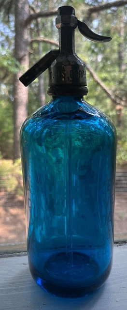 P.H.S. Corp SELTZER MIAMI FLORIDA BLUE ACID ETCHED ADVERTISING SELTZER BOTTLE
