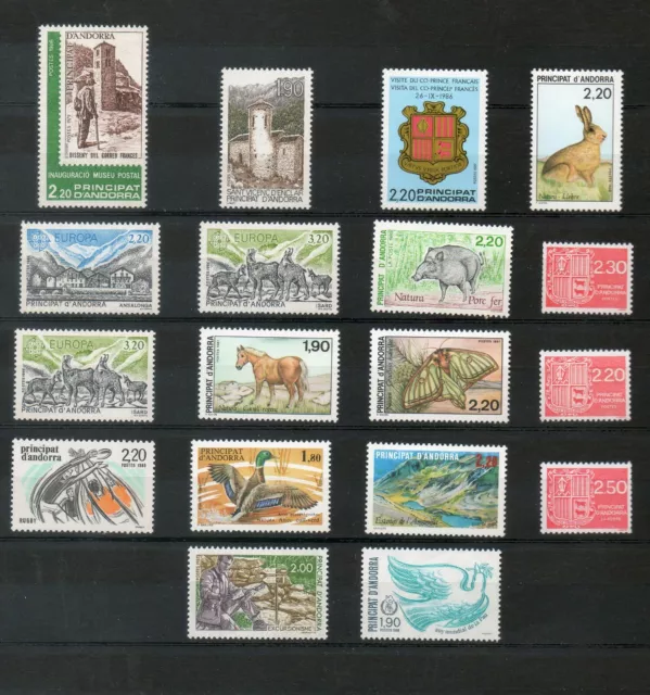 NE - Andorre - 25 - Lot de 18 timbres neufs des années 1986 à 1991 **