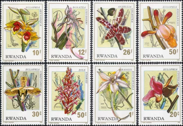 Rwanda 1976 Orchids/Flowers/Plants/Nature/Horticulture 8v set (n22250)