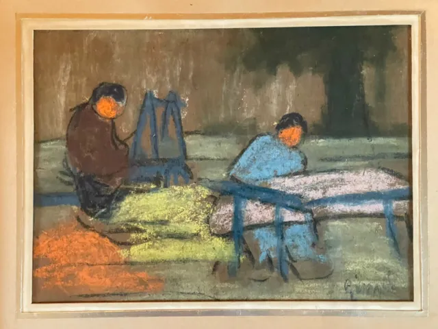 Georges Gimel (1898-1962) - Pastel sur papier - Maître du feu - Tisserands - XX 2