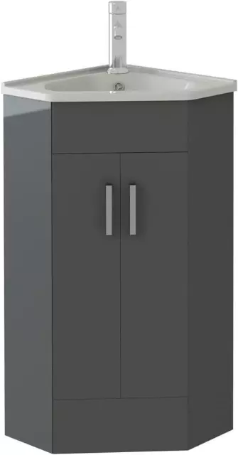 Bathroom Corner 400 Vanity Unit Basin Sink Cloakroom Storage Anthracite Grey