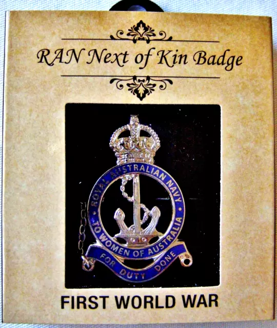 RAN Next of Kin Badge WWI  To Women of Australia  - Presented in a Case & sleeve