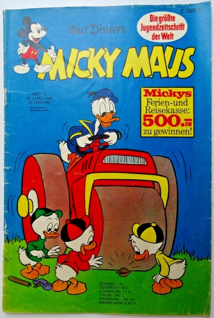 Micky Maus Heft Nr. 12 aus 1968, Zustand 2-, mit Schnipp und Sammelbild