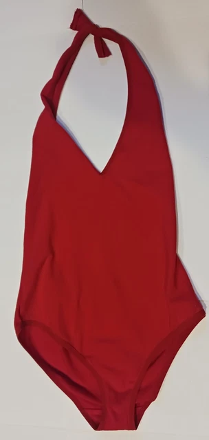 NWOT-American Apparel Womens Halter Bodysuit Size XS Backless Deep V Plunge RED NWOT-American Apparel Womens Halter Bodysuit Size XS Backless Deep V Plunge RED