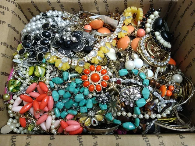 13  LBS CRAFT Jewelry Lot Harvest Junk Broken Tangled Costume Repair Repurpose