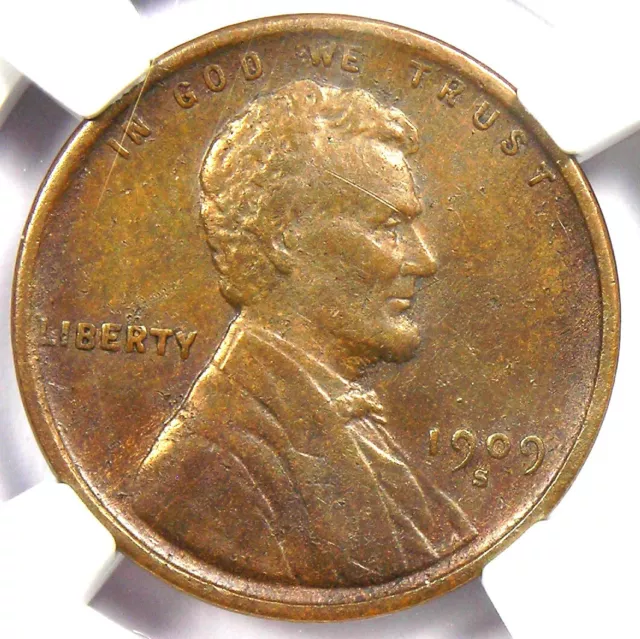 1909-S VDB Lincoln Wheat Cent 1C Penny - NGC AU Details - Rare Key Date Coin!