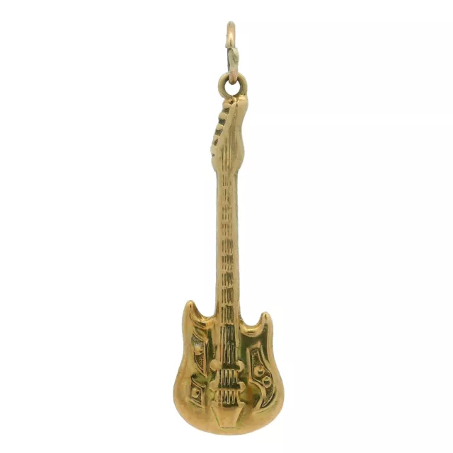 Vintage de Collection 14k or Jaune 3D Détaillé Guitare Électrique Charme Pendant