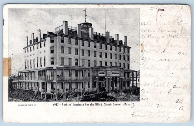 1907 Perkins Institute For The Blind South Boston Massachusetts Antique Postcard