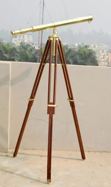 Trípode náutico de 64" de pie de latón puerto maestro telescopio soporte regalos