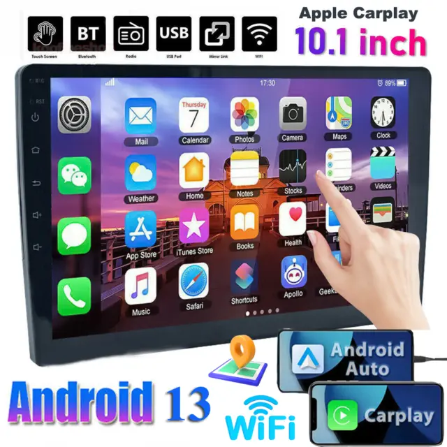 10.1'' Double 2 Din Car Radio Android 13 GPS WIFI BT Carplay Touch Screen Stereo