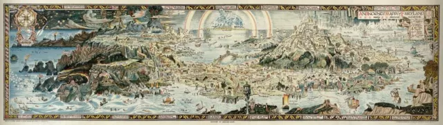 MP23 Vintage Huge 1920's Map Of Fairyland Fairy Fantasy Poster Print 17"x60"