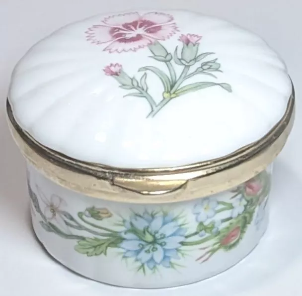 AYNSLEY Wild Tudor Hinged Porcelain Trinket Box Flowers Floral England China