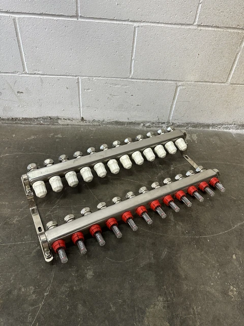 12-Branch Floor Heating Manifold Set Water Distributor Segregator