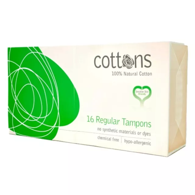 Cottons Organic Non-Applicator Tampons Regular Medium Flow Pack of 16