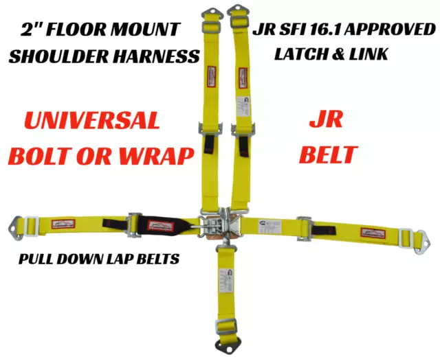 Quarter Midget Race Harness 5 Point Latch & Link Universal Belt Sfi 16.1 Yellow