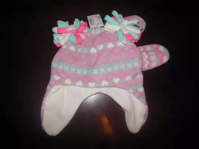 NWT The Children's Place Girls Fleece HAT Mittens Baby Toddler Pink 6-12 months