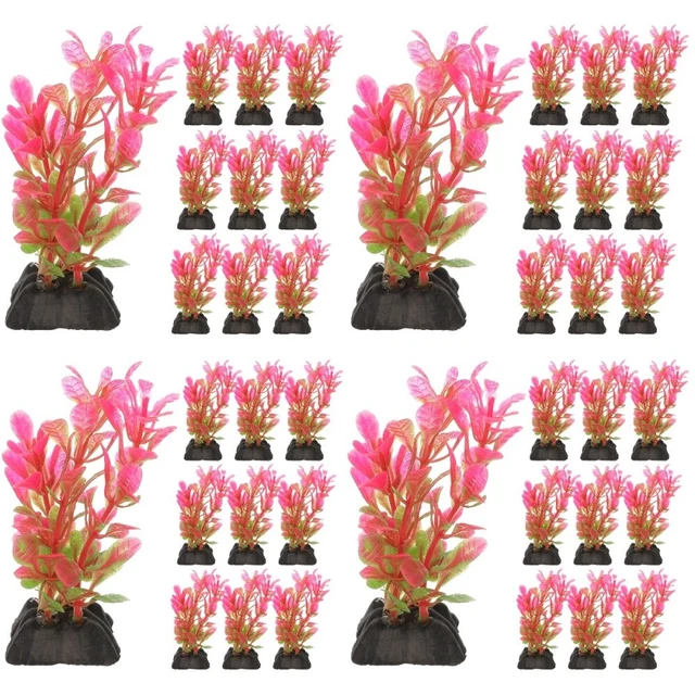 40 Pcs Small Fish Tank Decorations for Tall Aquarium Plants Plastic Water