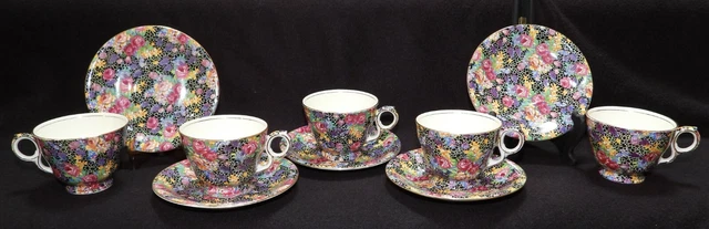 LOT of 5 Royal Winton Grimwades HAZEL Coffee Cup Teacup & Saucer Sets England