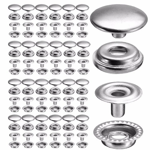 Kit de jeans de sujeción Snap botón cuero 100 PIEZAS 15 mm tapa de perno barco simple