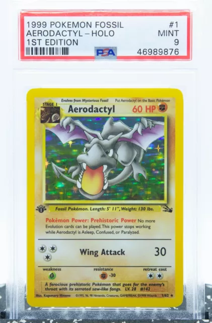 1999 POKEMON FOSSIL AERODACTYL-HOLO #1 1ST EDITION PSA 9 MINT