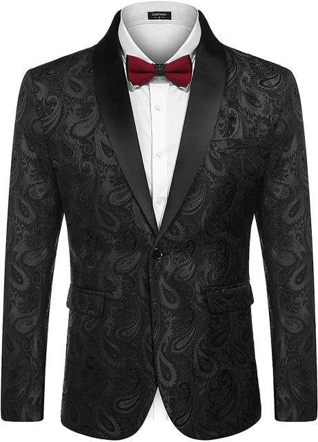 COOFANDY Mens Floral Tuxedo Jacket Paisley Shawl Lapel Suit Blazer Jacket for Di