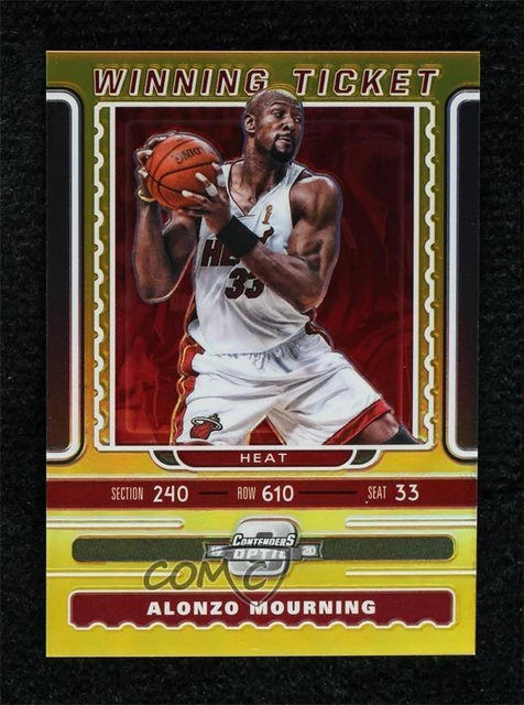 2019 Panini Contenders Optic Winning Tickets Gold Prizm 4/10 Alonzo Mourning HOF