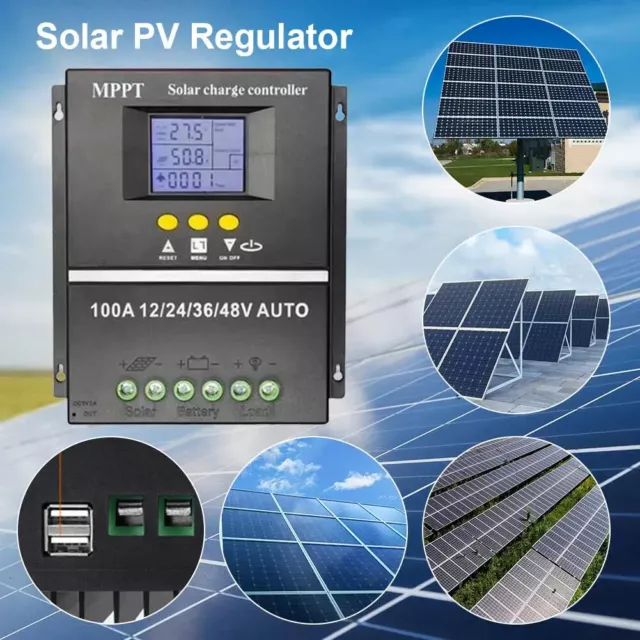 100A 12V-48V MPPT Solar Ladegerät Controller Panel Regler 2 USB LCD Digital DHL