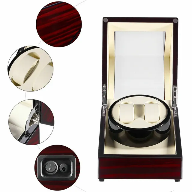 Automatik Uhrenbeweger Uhrenkasten Watch Winder Box Vitrine Beweger Für 2 Uhren 3