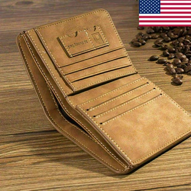 Men's Leather Wallet Pocket ID Card Holder Billfold Slim Clutch Bifold Purse US!