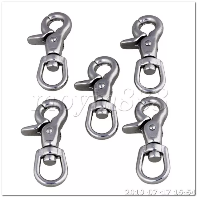 5 x Swivel Eye Spring Snap Hook Lobster Clasps Clip 304 Stainless Steel