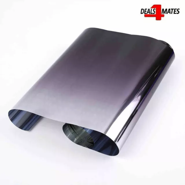 Black Fade To Silver  Windscreen Sun Shade Visor Film Tint Strip 20Cm X 150Cm