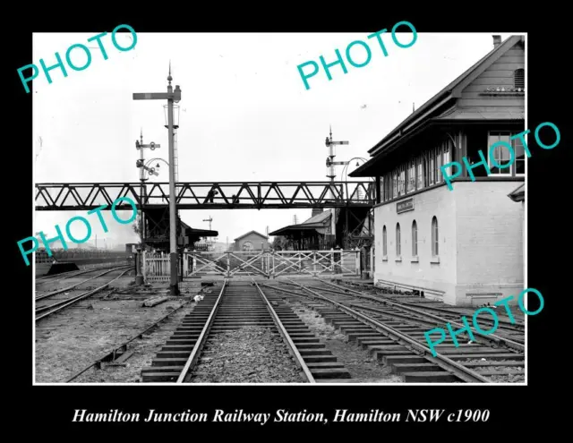 OLD LARGE HISTORIC PHOTO OF HAMILTON NSW, RAILWAY STATION, c1900