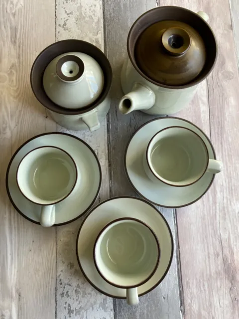 Vintage 1970s Denby Summit tea set duck egg RARE tea pot+cups+sugar bowl VGC