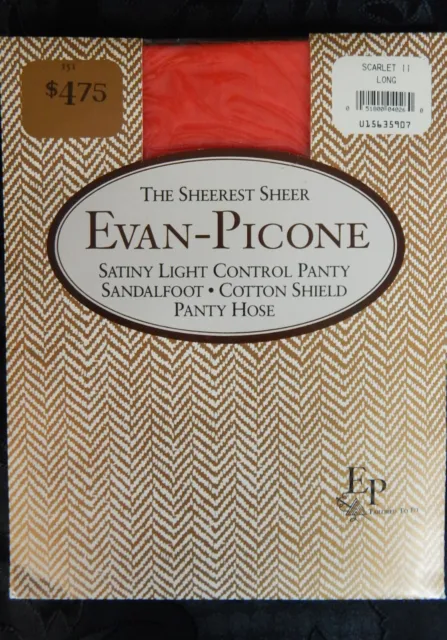 Vtg Evan Picone Panty Hose The Sheerest Sheer Control Panty Scarlet Size Long