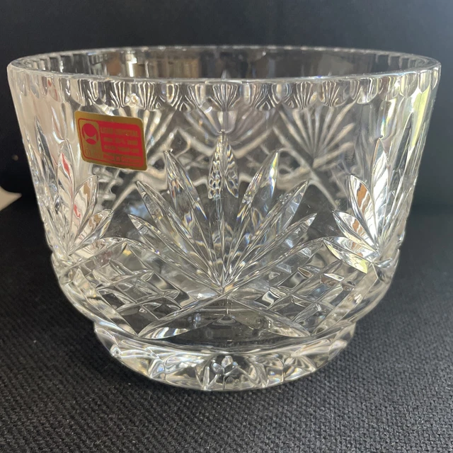 Vintage Lausitzer Fine Hand Cut Star Diamond  Pattern Lead Crystal Bowl NWT