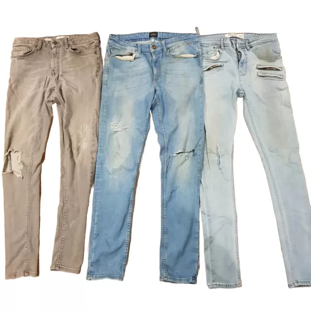 3× WORN Pairs Men's Jeans BUNDLE - 32W32L -TOPMAN,RIVER ISLAND,NEW LOOK