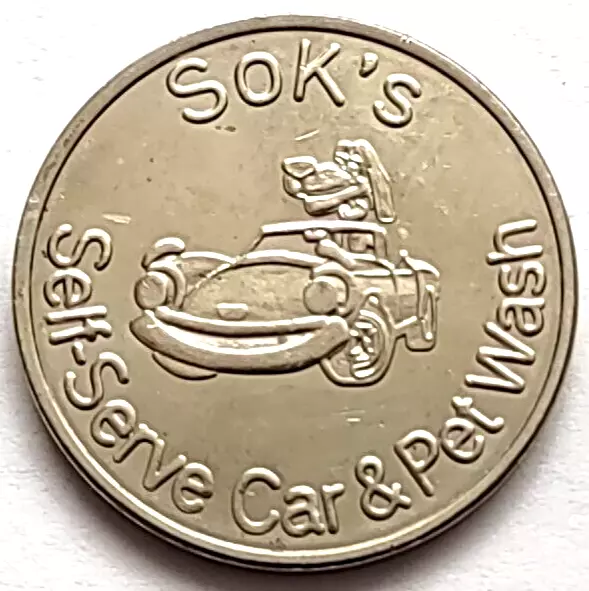 Sok's Rapid Car Wash Token Self Serve Car & Pet Wash Copper Nickel .875"