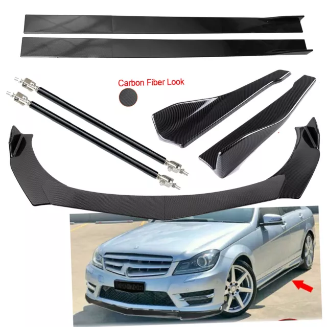 For Mercedes Benz W204 W205 Side Skirt Front Bumper Lip Splitter Spoiler Rear C