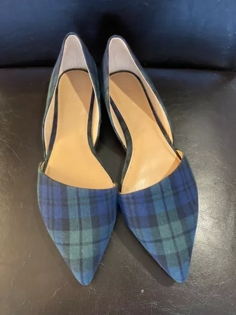 J Crew WOMENS SHOES 8.5 Blue Tartan Plaid Ballet Flat