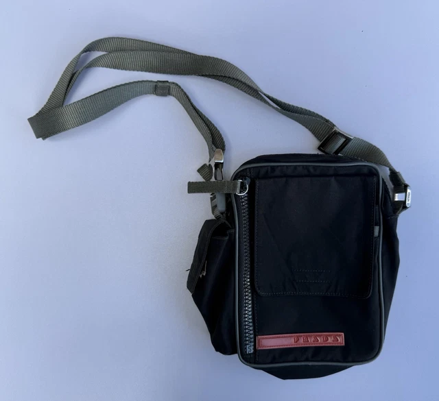 PRADA SPORT 4VA337 Vintage Cross Body Black & Red Authentic Bag