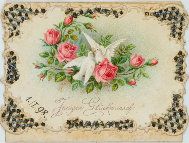 Innigen Glückwunsch-Karte,  1898, Glückwunschbillet Unbekannt (19.Jhd)