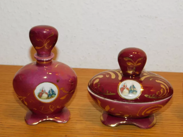 LOT FLACON parfum PORCELAINE de LIMOGES KF décoré main paris FRANCE EMPIRE dorée 3