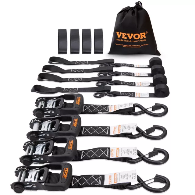 VEVOR Set Cinghie di Tensione Cricchetto 4 Ganci di Fissaggio Carico max. 2362kg