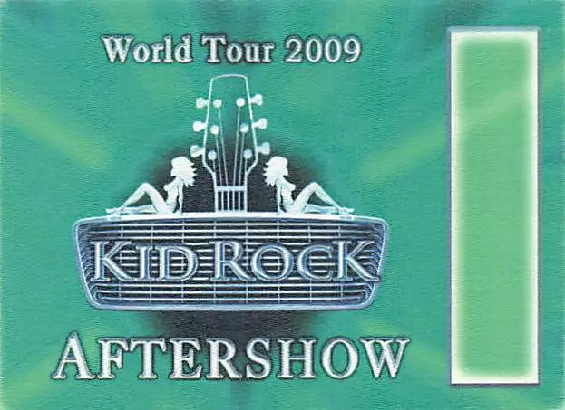 Kid Rock Backstage Pass 2009 Green Aftershow Pass Variant