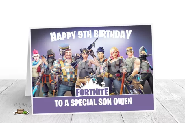 Personalised FORNITE Birthday Card - Son Grandson ANY Name Age & Relation 