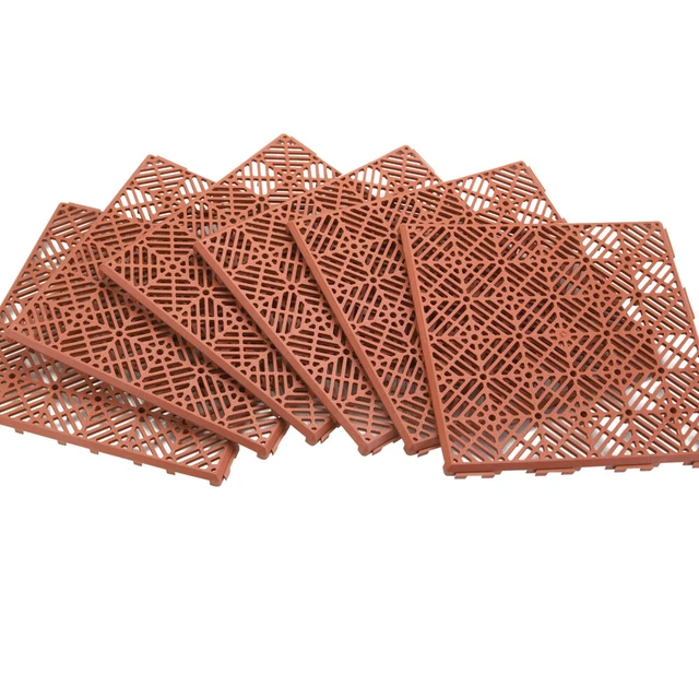 Interlocking Patio 11-1/2" Square Tile Flooring - 6 Piece Set - Easy to Install